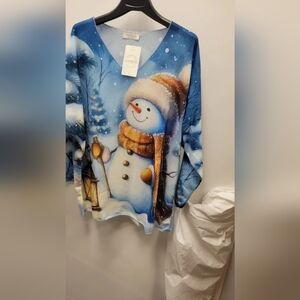 #996 LOOWIE Italian Cozy Blue Snowman Christmas Sweater
